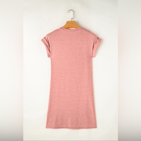 Rose Pink Out Seam Summer Stretch Mini Dress - Picture 4 of 7